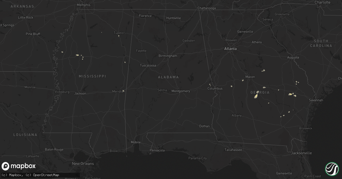 Hail map in Alabama on July 11, 2025
