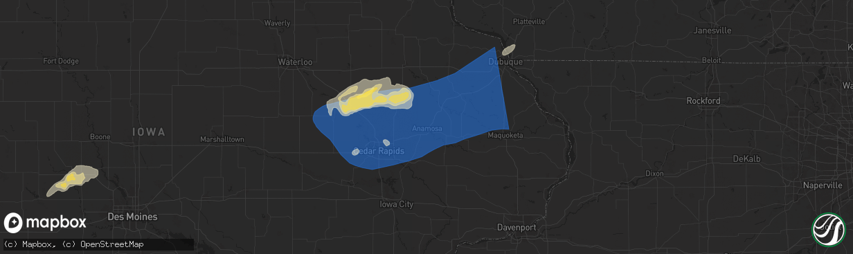Hail map in Anamosa, IA on July 11, 2025