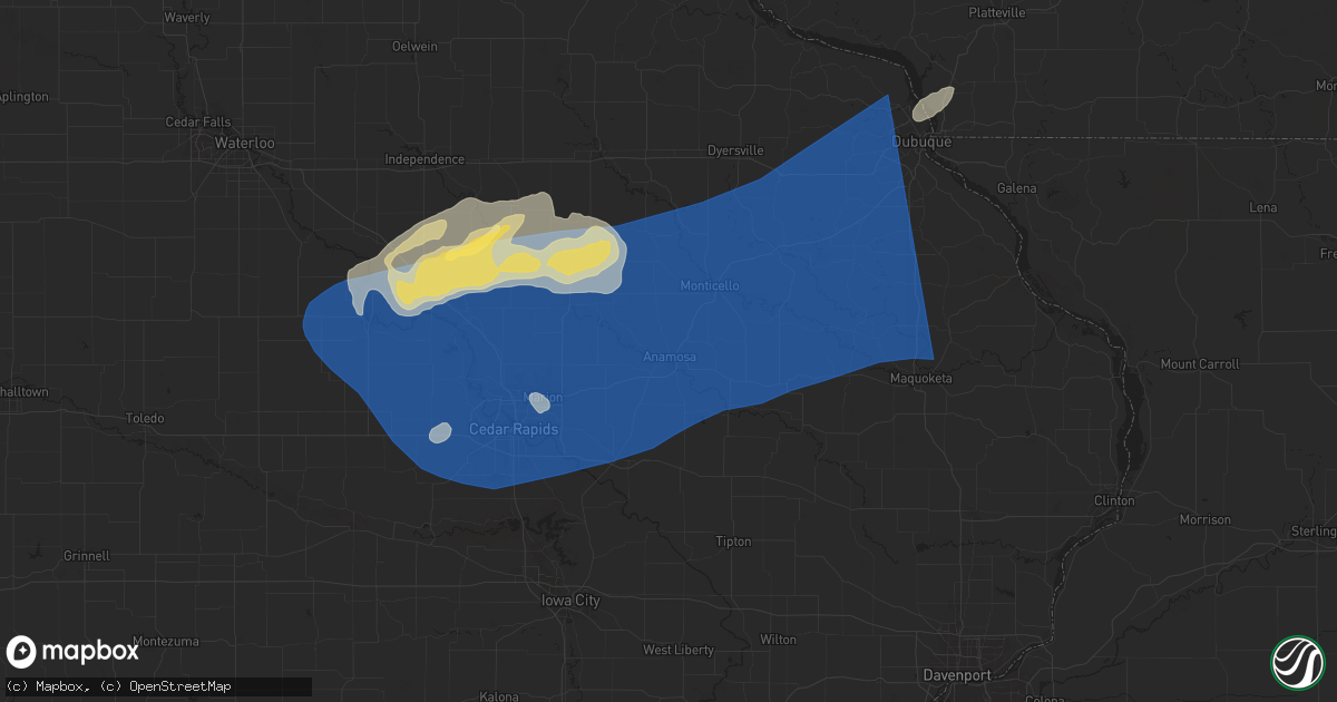Hail map in Anamosa, IA on July 11, 2025