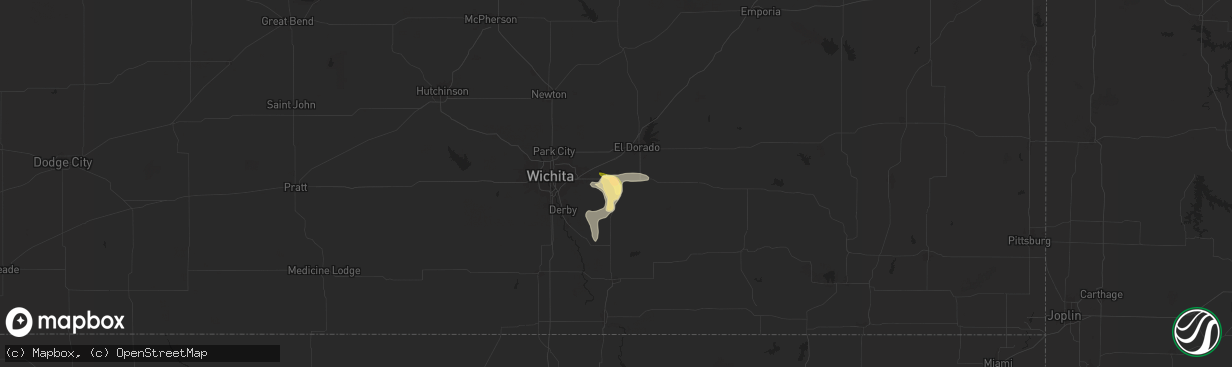 Hail map in Augusta, KS on July 11, 2025
