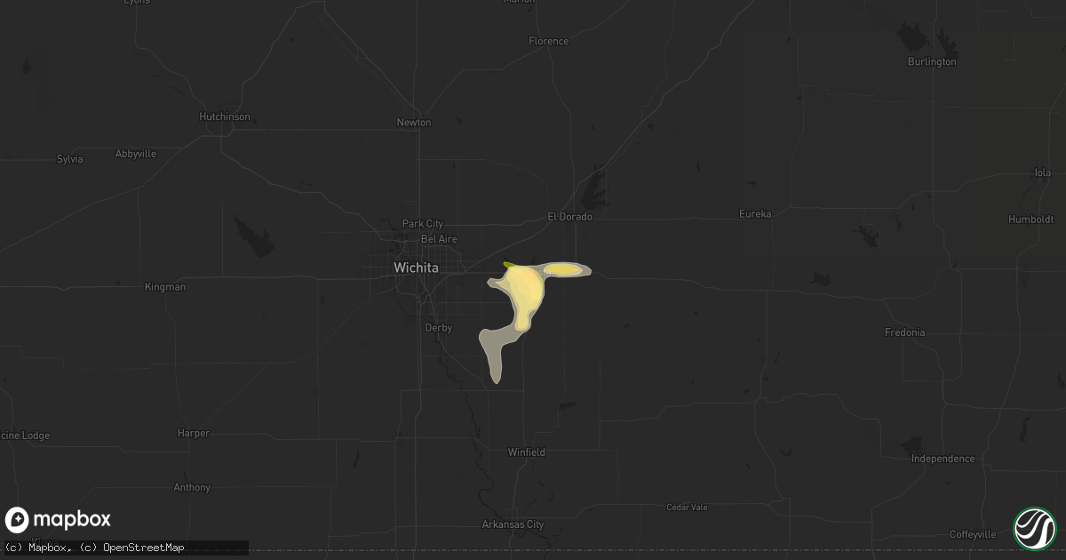 Hail map in Augusta, KS on July 11, 2025