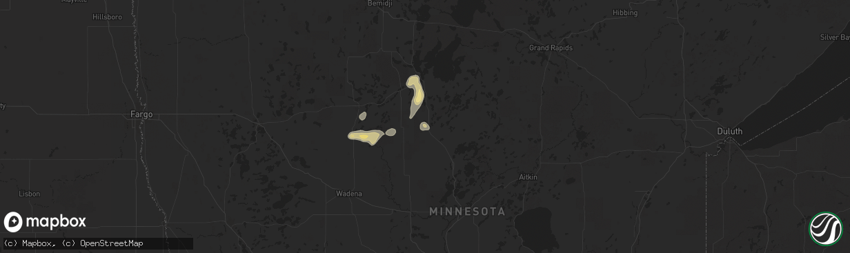 Hail map in Backus, MN on July 11, 2025