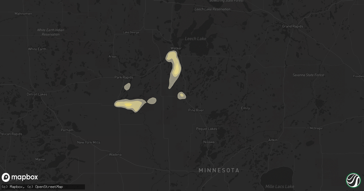 Hail map in Backus, MN on July 11, 2025