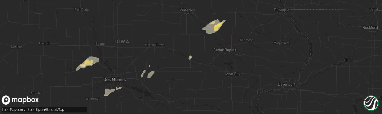 Hail map in Belle Plaine, IA on July 11, 2025