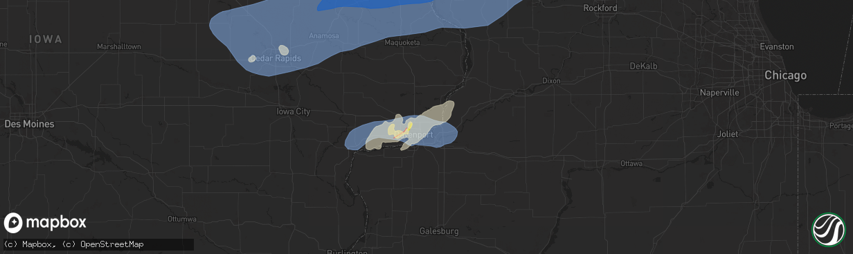 Hail map in Bettendorf, IA on July 11, 2025