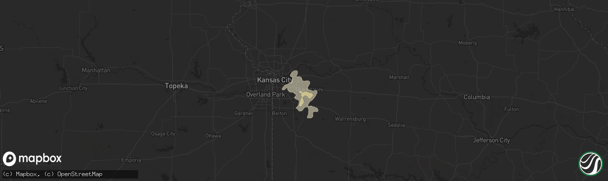 Hail map in Blue Springs, MO on July 11, 2025