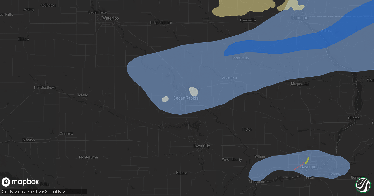 Hail map in Cedar Rapids, IA on July 11, 2025