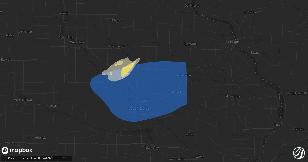 Hail map in Central City, IA on July 11, 2025