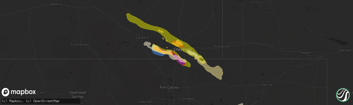 Hail map in Cheyenne, WY on July 11, 2025