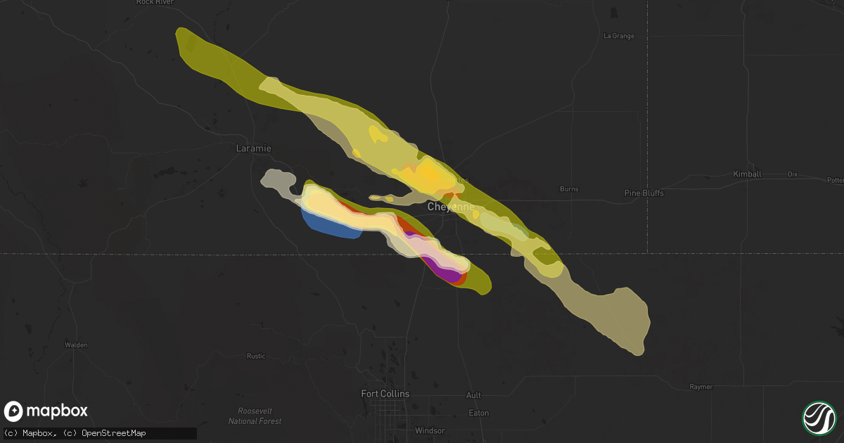 Hail map in Cheyenne, WY on July 11, 2025