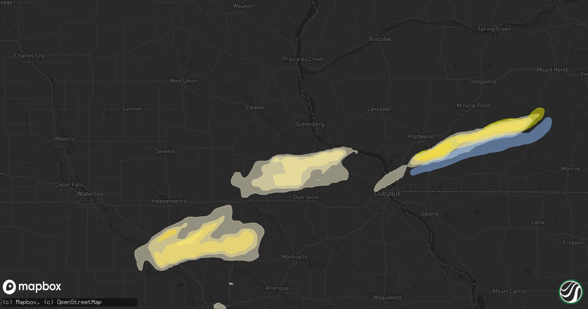 Hail map in Colesburg, IA on July 11, 2025
