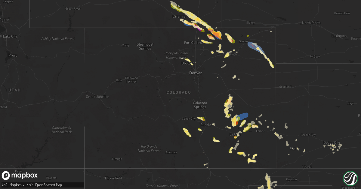 Hail map in Colorado on July 11, 2025