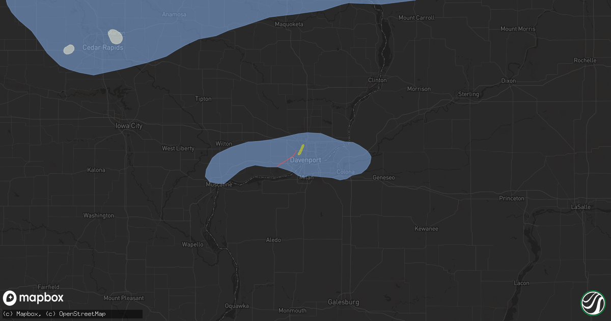 Hail map in Davenport, IA on July 11, 2025