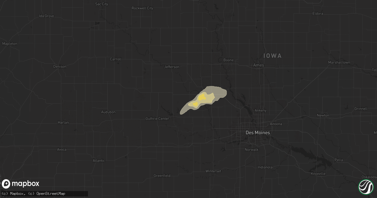 Hail map in Dawson, IA on July 11, 2025