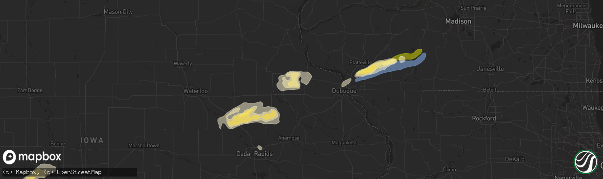 Hail map in Dyersville, IA on July 11, 2025