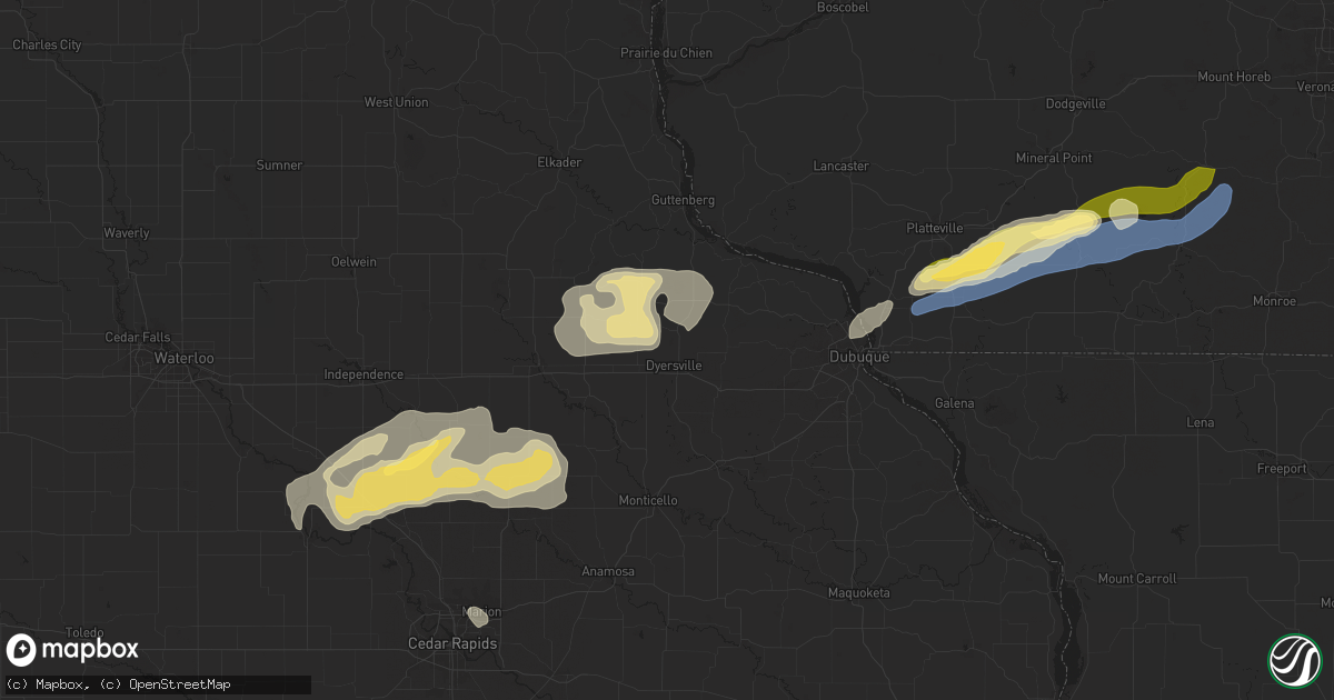 Hail map in Dyersville, IA on July 11, 2025