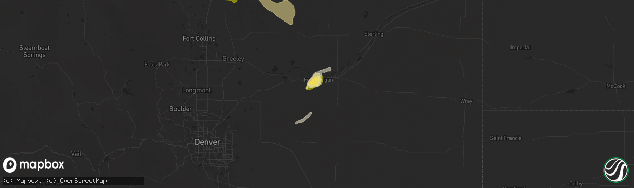 Hail map in Fort Morgan, CO on July 11, 2025