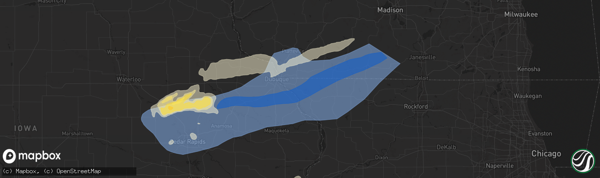 Hail map in Galena, IL on July 11, 2025