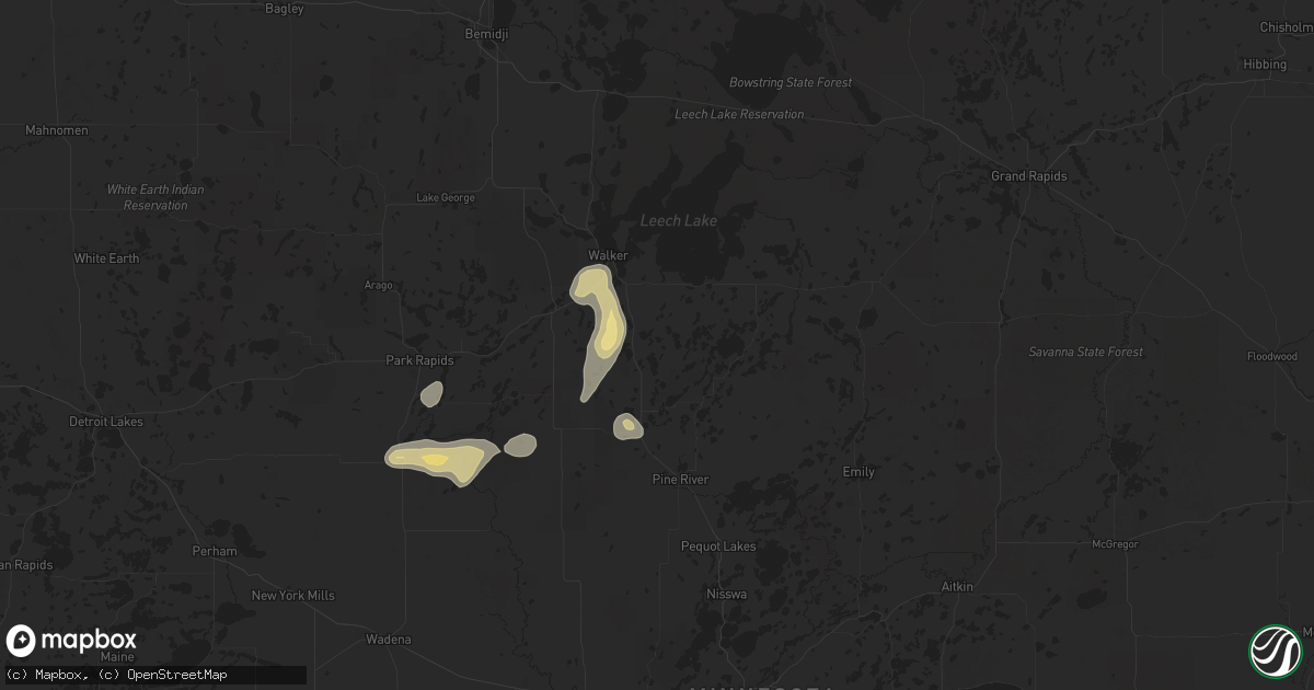 Hail map in Hackensack, MN on July 11, 2025