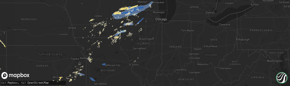 Hail map in Illinois on July 11, 2025