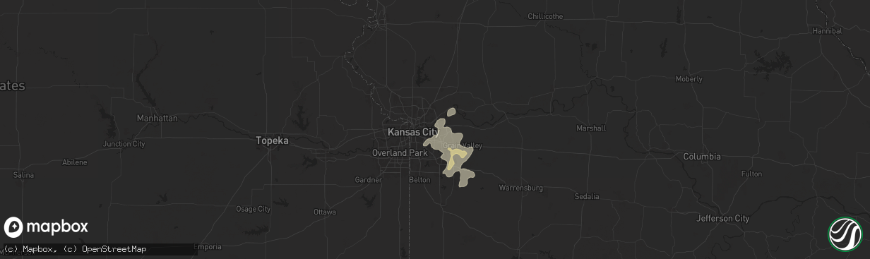 Hail map in Independence, MO on July 11, 2025