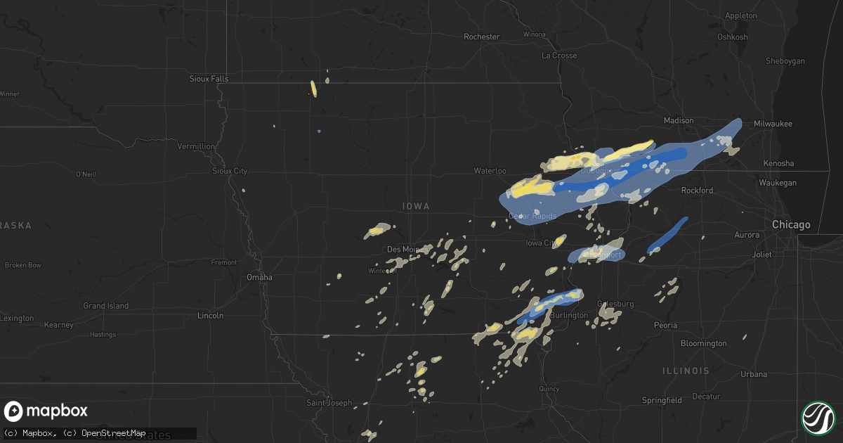 Hail map in Iowa on July 11, 2025