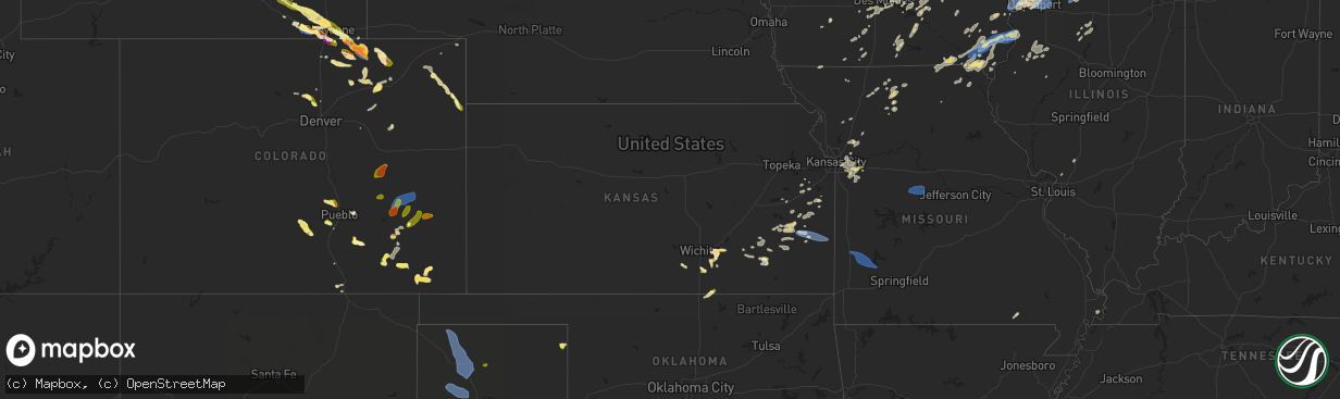 Hail map in Kansas on July 11, 2025
