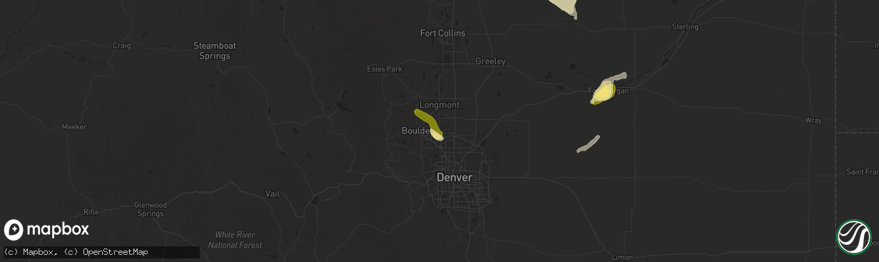 Hail map in Lafayette, CO on July 11, 2025