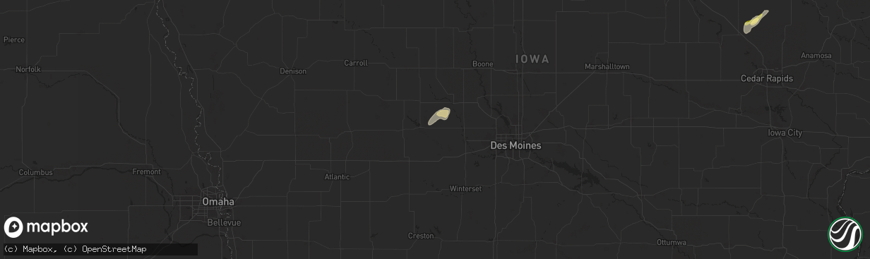 Hail map in Linden, IA on July 11, 2025