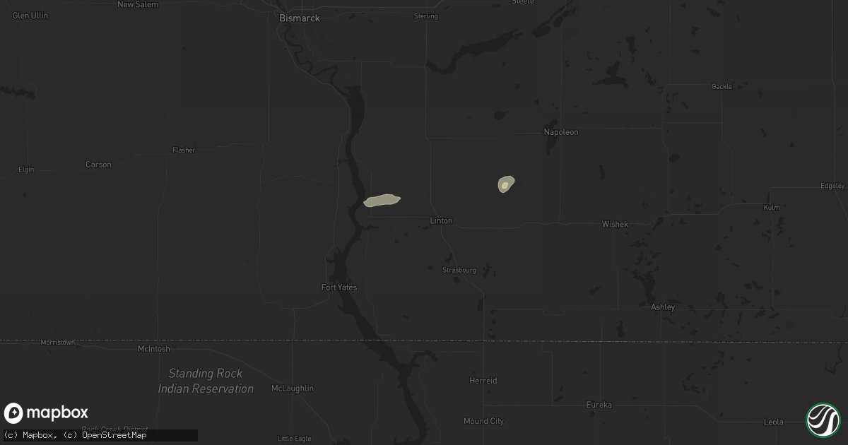 Hail map in Linton, ND on July 11, 2025