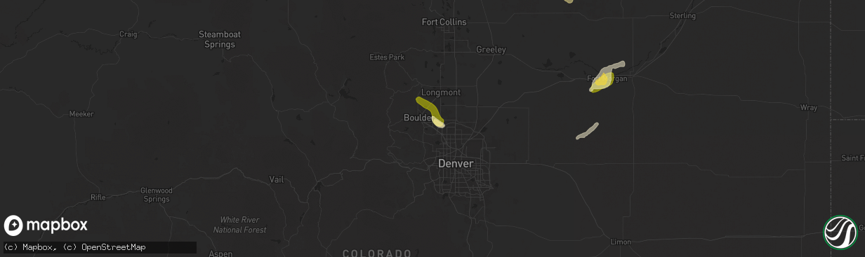 Hail map in Louisville, CO on July 11, 2025