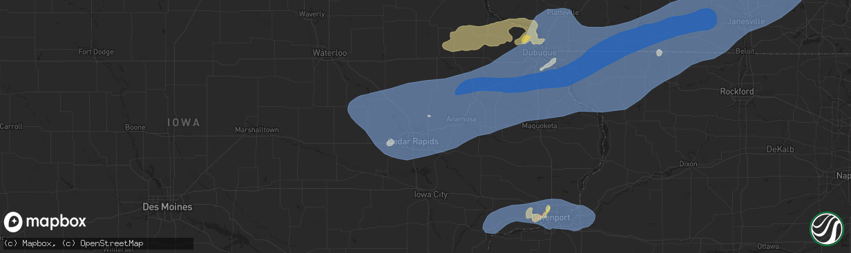 Hail map in Marion, IA on July 11, 2025