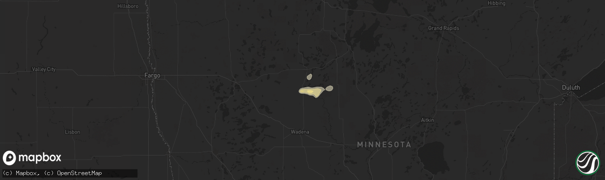 Hail map in Menahga, MN on July 11, 2025