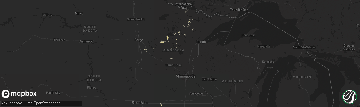 Hail map in Minnesota on July 11, 2025