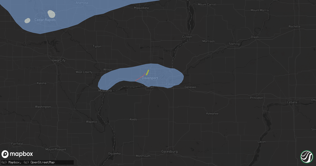 Hail map in Moline, IL on July 11, 2025