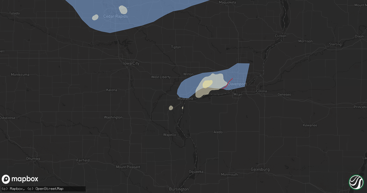 Hail map in Muscatine, IA on July 11, 2025