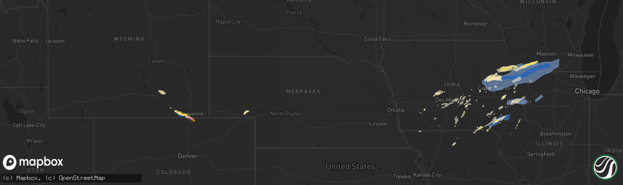 Hail map in Nebraska on July 11, 2025