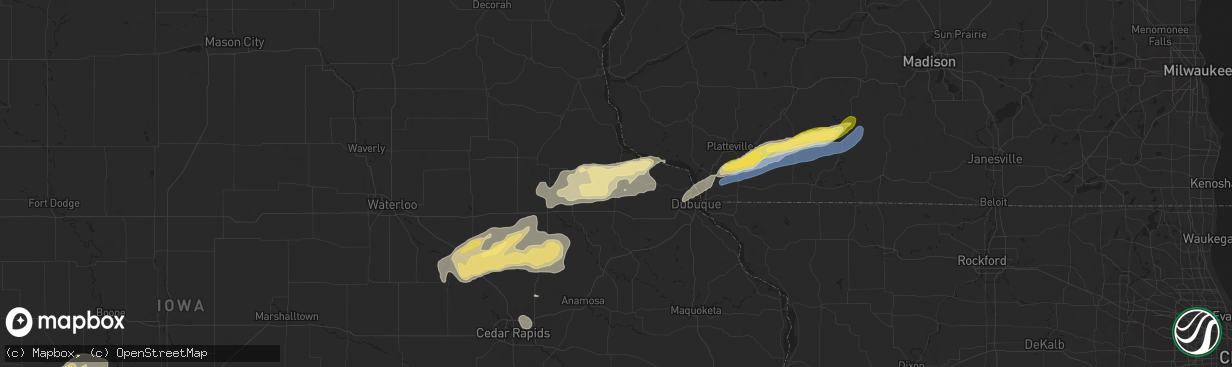 Hail map in New Vienna, IA on July 11, 2025
