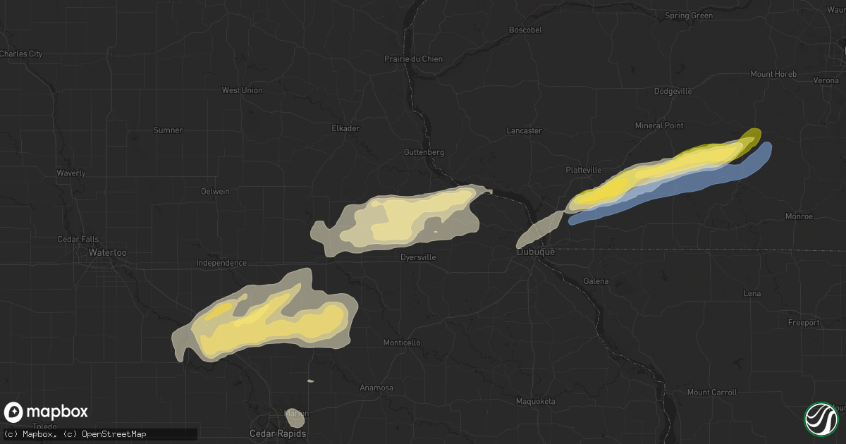 Hail map in New Vienna, IA on July 11, 2025