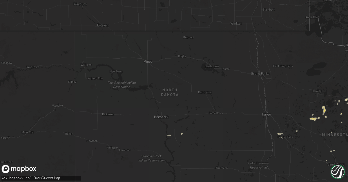 Hail map in North Dakota on July 11, 2025