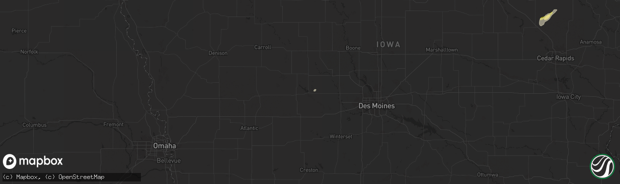 Hail map in Panora, IA on July 11, 2025