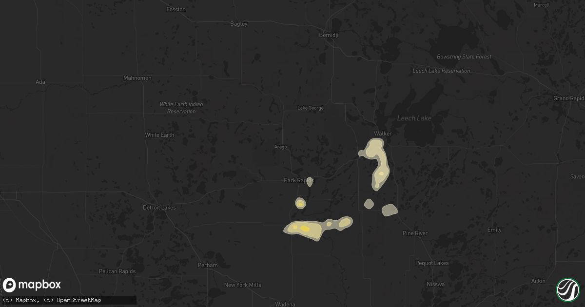 Hail map in Park Rapids, MN on July 11, 2025