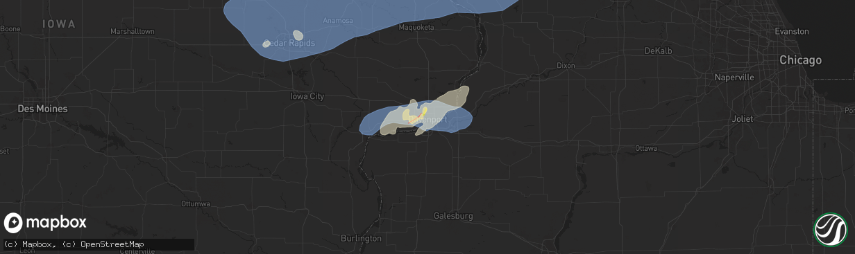 Hail map in Rock Island, IL on July 11, 2025