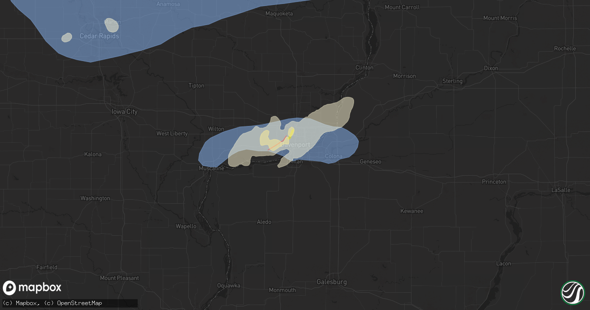 Hail map in Rock Island, IL on July 11, 2025