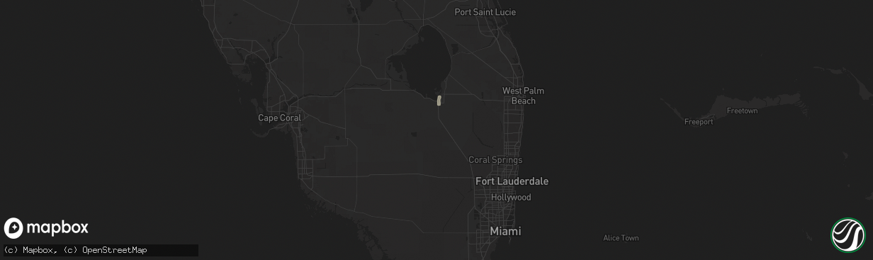 Hail map in South Bay, FL on July 11, 2025