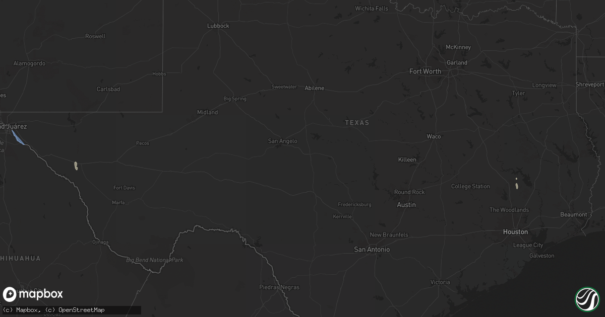 Hail map in Texas on July 11, 2025