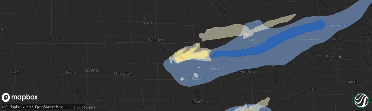 Hail map in Walker, IA on July 11, 2025