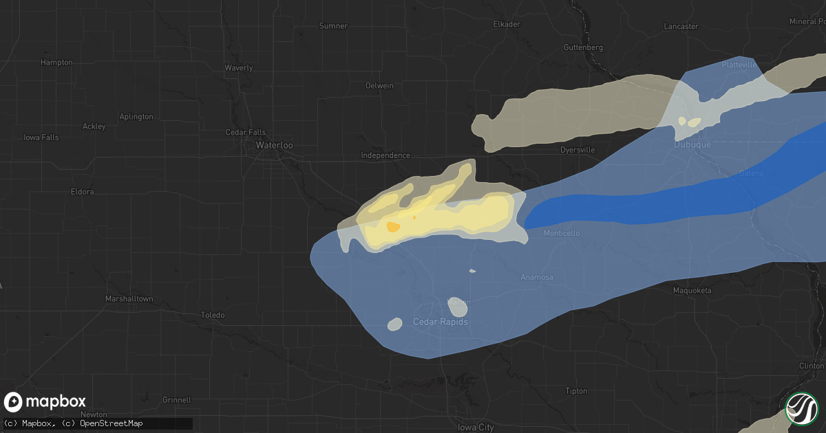 Hail map in Walker, IA on July 11, 2025