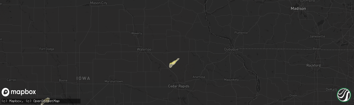 Hail map in Winthrop, IA on July 11, 2025