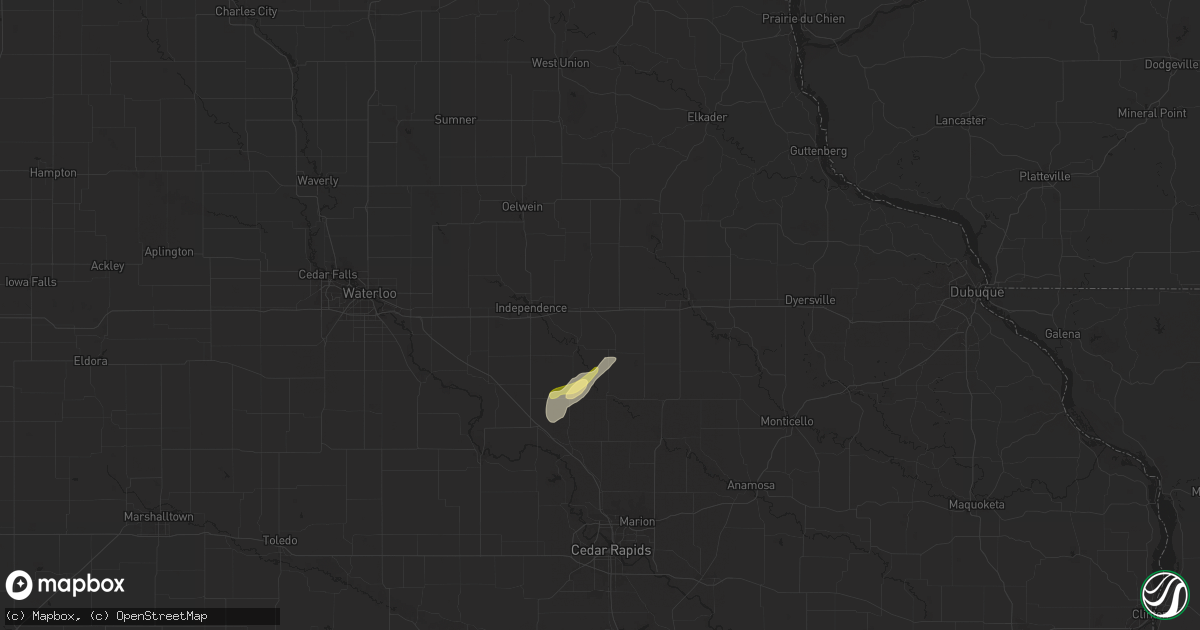 Hail map in Winthrop, IA on July 11, 2025